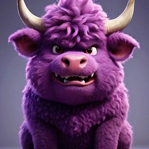 Purple fluffy bull
