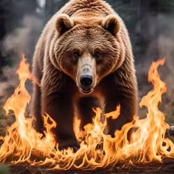 Bear Walking On Fire
