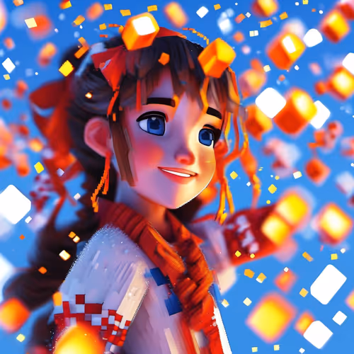 Happy Beautiful Girl Pixel Art