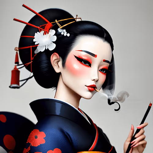 Geisha And Cigarette