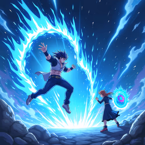 “Epic anime-style battle