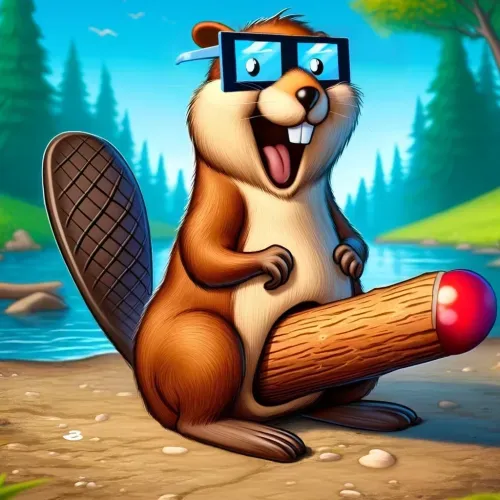 Cute beaver wearing glasses #1