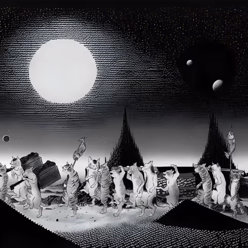 COSMIC LANDSCAPE WITH CATS (COLLAB)