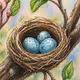 Nestled Beginnings (Pastel Crayon)