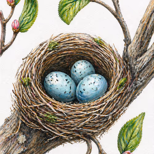 Nestled Beginnings (Pencil Crayon)