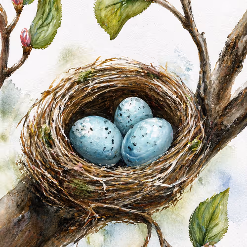 Nestled Beginnings (Watercolor)