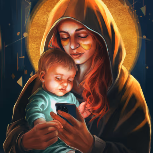 Madonna with the smartphone