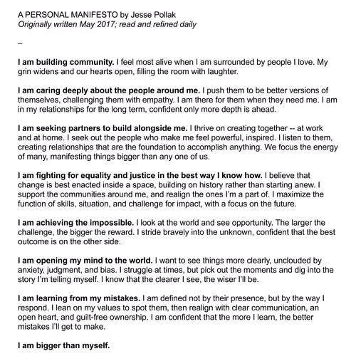 A Personal Manifesto