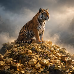 Sumateran Tiger With The Golden Hill