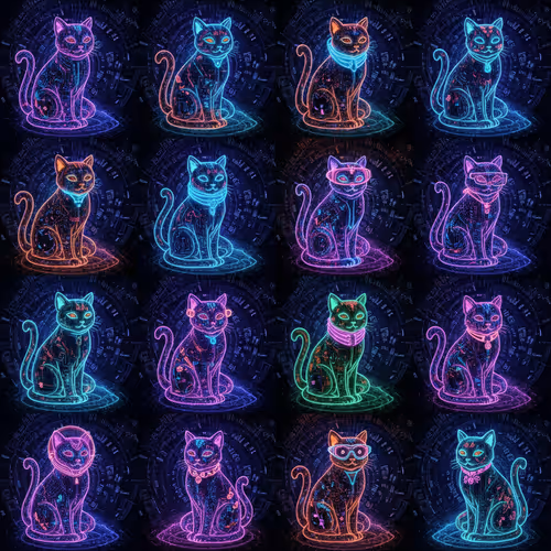 Neon Cat Parade