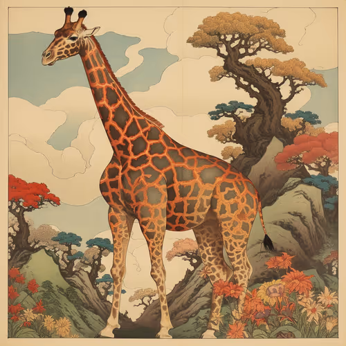 Ukiyo E Giraffe