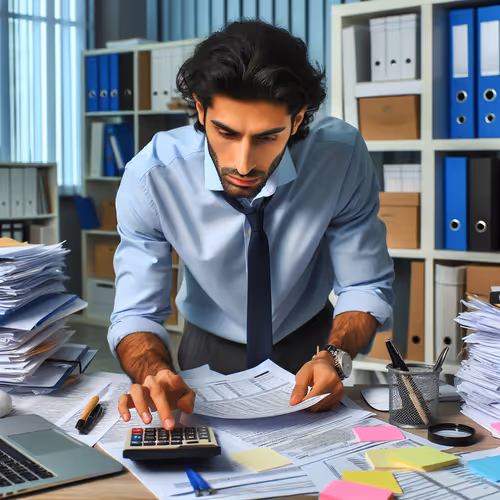 A man sorting out documents for tax return 1