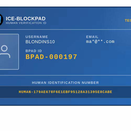 Ice Blockpad Human Id Verification