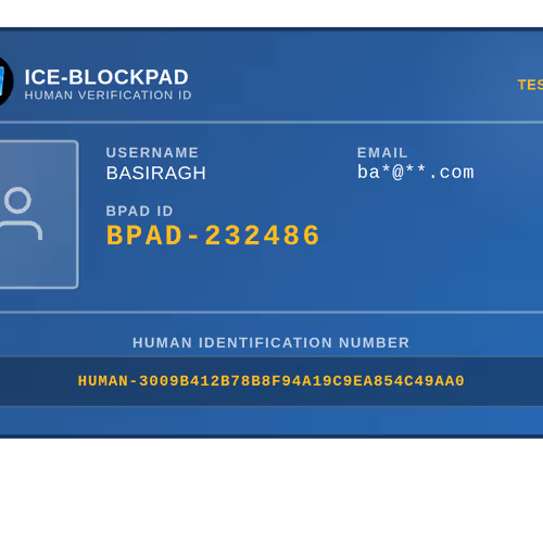 Ice Blockpad Human Id Verification