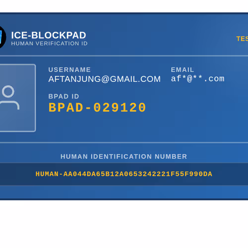 ICE-BLOCKPAD Human ID