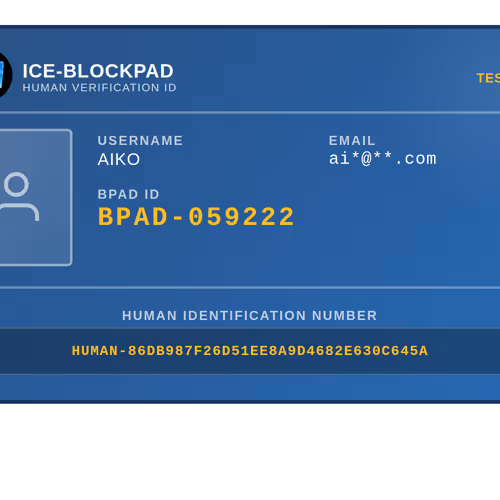 ICE-BLOCKPAD Human ID
