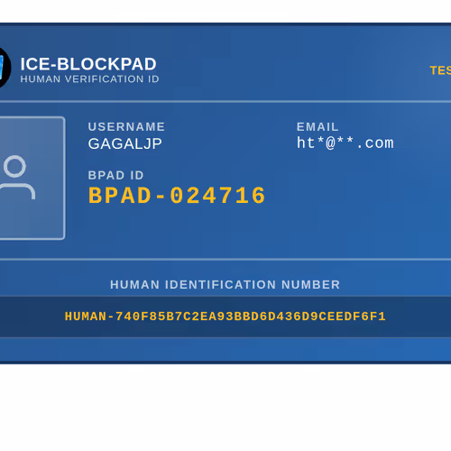Ice Blockpad Human Id Verification