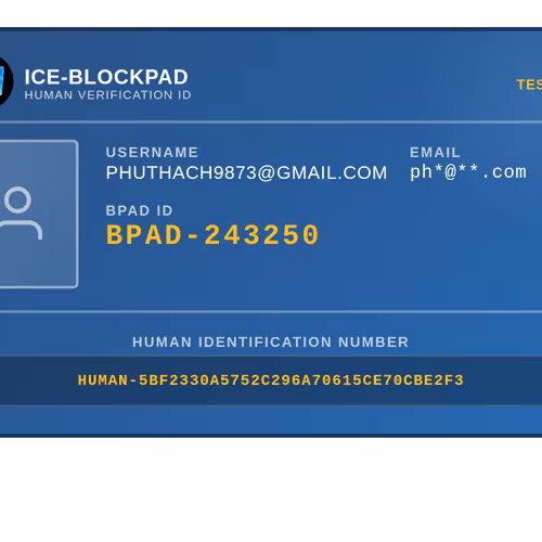 ICE-BLOCKPAD Human ID