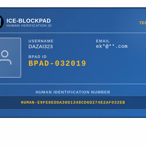 Ice Blockpad Human Id Verification
