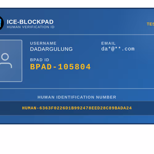 Ice Blockpad Human Id Verification