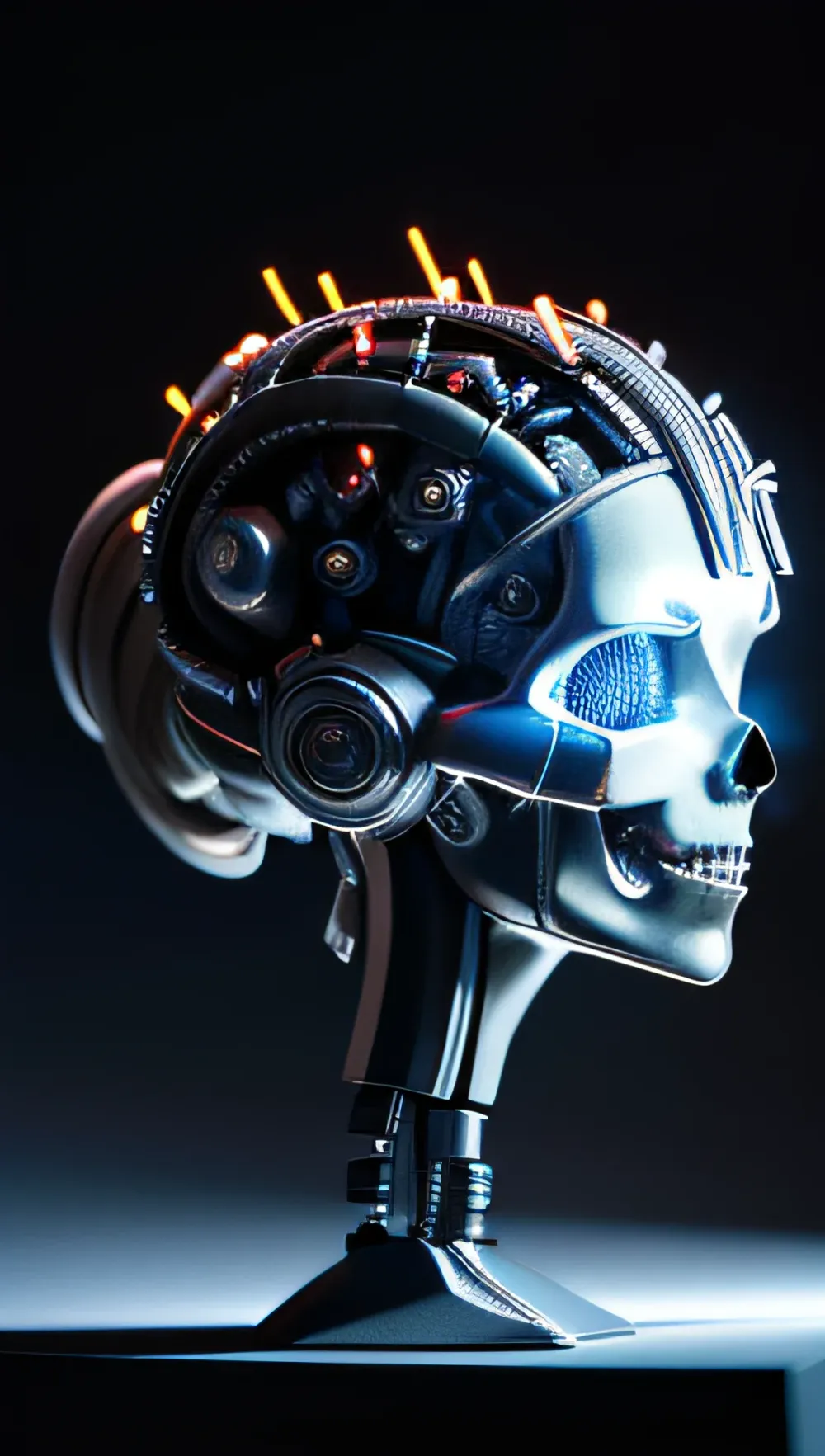 Bionic Head Open Glowing Synapses Android Lab