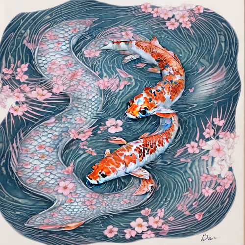 Koi fish dragon