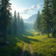A serene mountain landscape