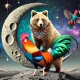 Bear and Rooster on the Moon