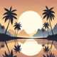 minimalist artwork depicting a tranquil beach at dawn