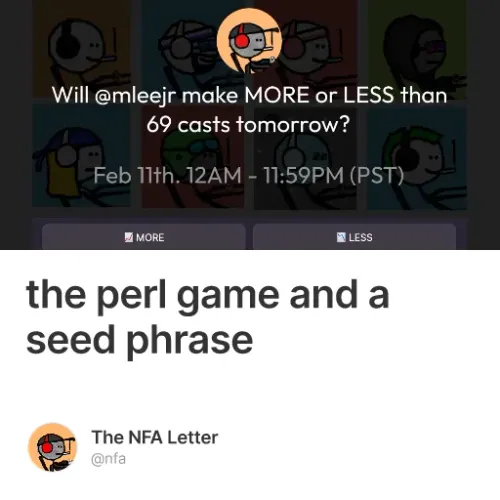 the perl game and a seed phrase