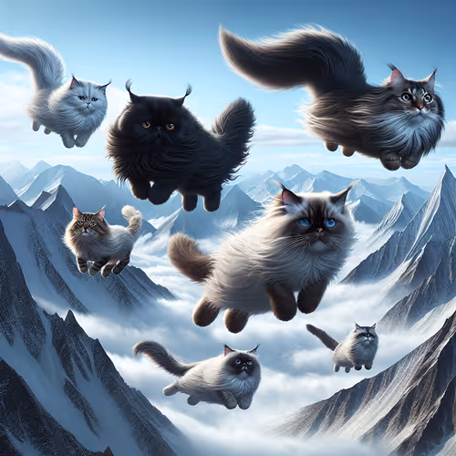 Flying cats in the mountains