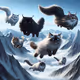 Flying cats in the mountains