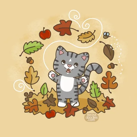 happy cat welcomes autumn