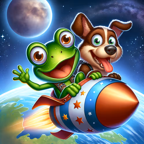 Pepe go with dogi to the moon