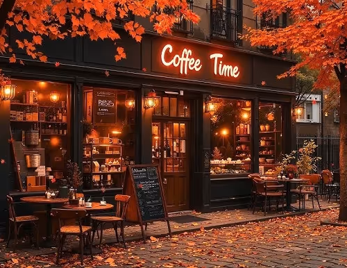 A small café on a quiet street