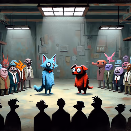 Confused Dog and Cat Fight Club