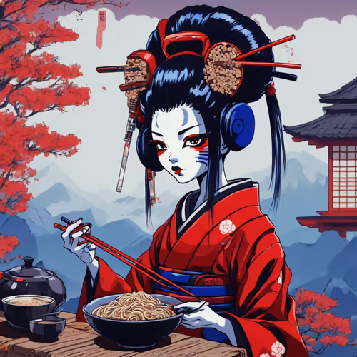 Geisha Cyborg Gal eat SOBA