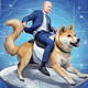 Brian riding a Doge