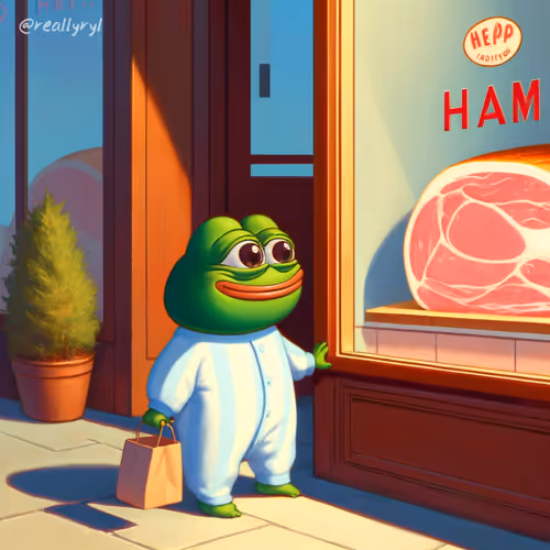 Tiny Pepe Jr at the Ham Shop