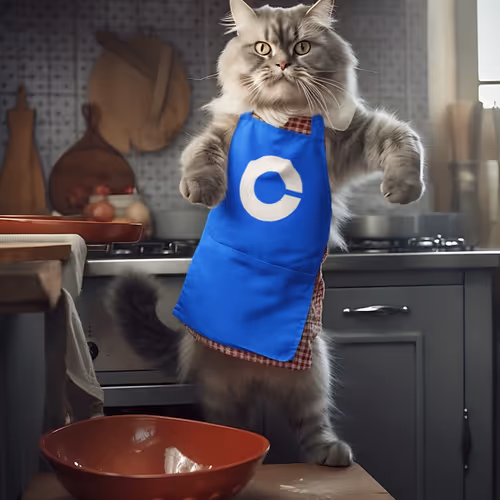 Mr. Miggles is cooking.