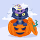 Halloween Kitten Pumpkin Lantern/