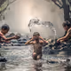 Children River Bathing