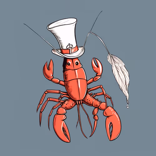 A beautiful lobster in a fancy hat