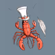 A beautiful lobster in a fancy hat