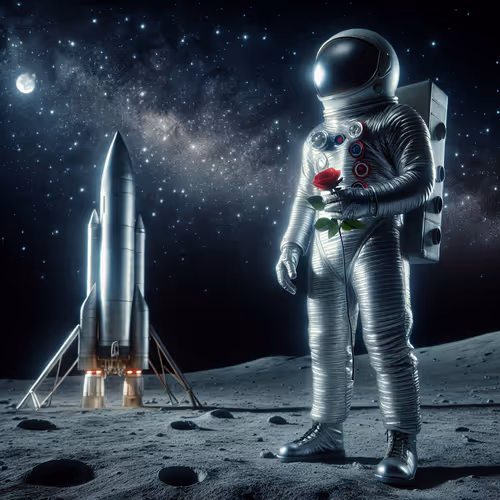 Astronaut waiting for his girlfriend to return