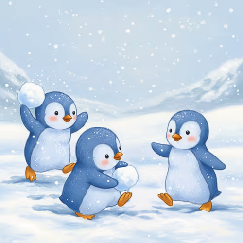 Blue Penguins -Snowball fight-