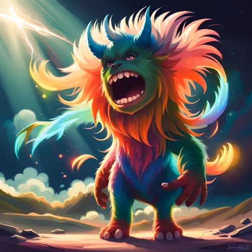 Fluffy rainbow monster