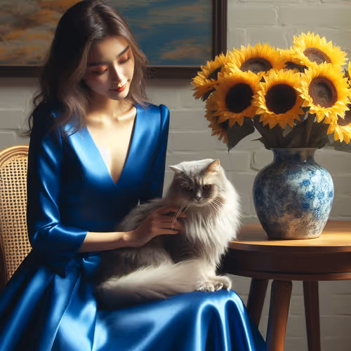 Girl and Cat