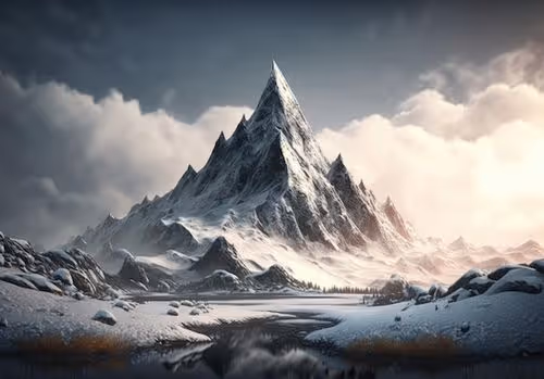 A serene mountain landscape