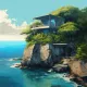 villa on the shore